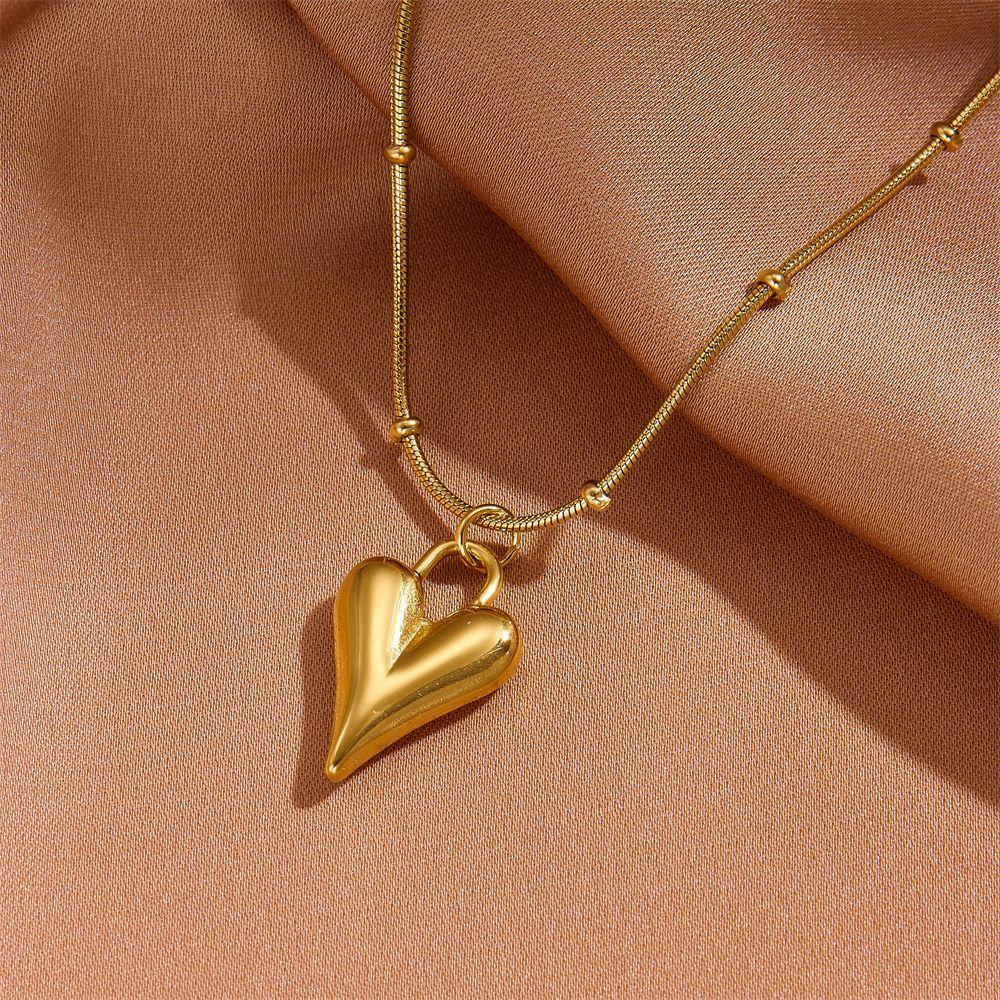 316L Stainless Steel Necklace for Women Vintage Heart Pendant Bracelet Earrings Shiny Zircon Anklet Trendy Wedding Party Shining Gold Color Jewelry