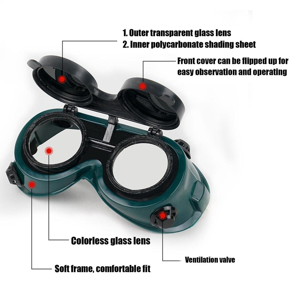Welding Glasses Grinding Goggles Double Flipp Welding Glasses Protective Glasses Welder Welding Dust Goggles And Wind Goggles