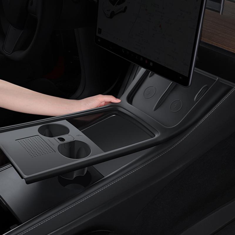 Центральный силиконовый коврик для управления Tesla Model 3 Y Противоскользящая накладка Силиконовая накладка для чашки Беспроводная зарядка Модель 3 Y Аксессуары для интерьера