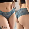 3PCS Women Underwear Sexy Lace Transparent Panties Tempting Pretty Briefs Low Waist Women's Lingerie Underpants Intimates