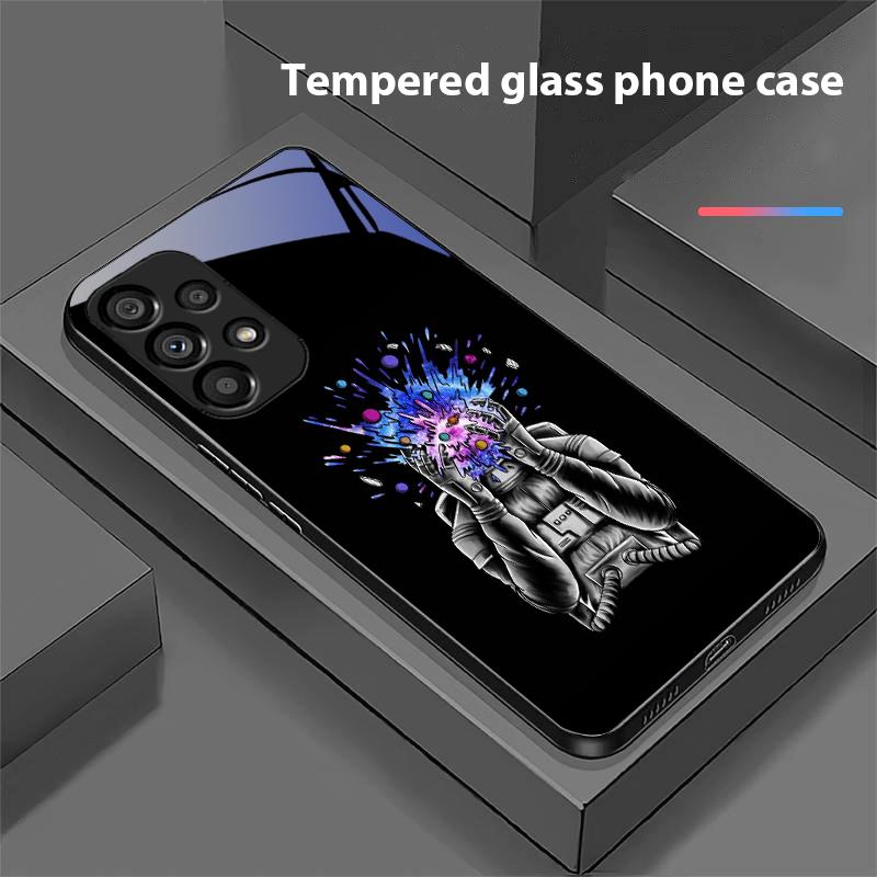Чехол Fun Chef Astronaut для Samsung Galaxy S10 20 Plus 21 FE 22 23 24 FE 25 Ultra Black из закаленного стекла. Жесткий корпус.