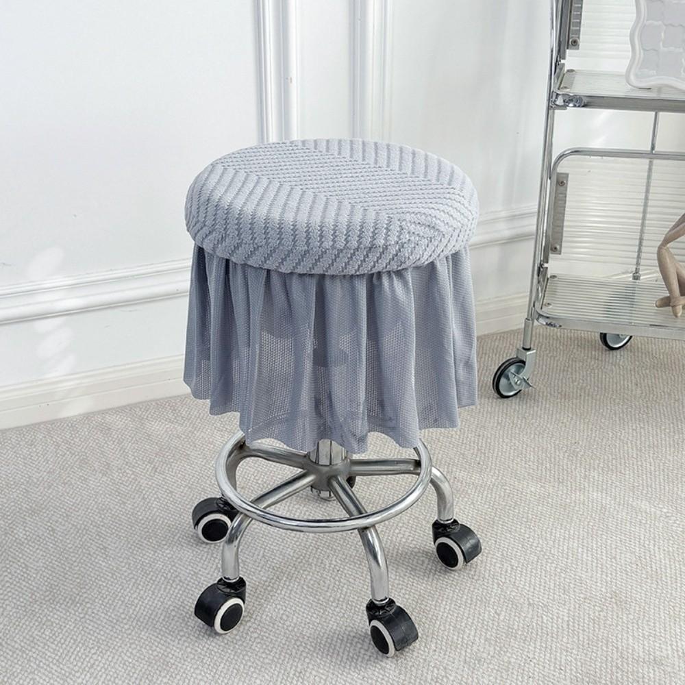 New Full-Coverage Bar Round Stool Cover with Skirt Hem Elastic Round Chair Cover Washable Non-slip Seat Chair Slipcover