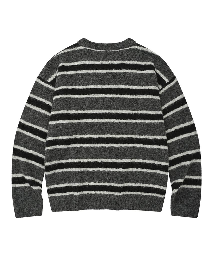 LMR Hairy Stripe Pullover Knit Dark Grey