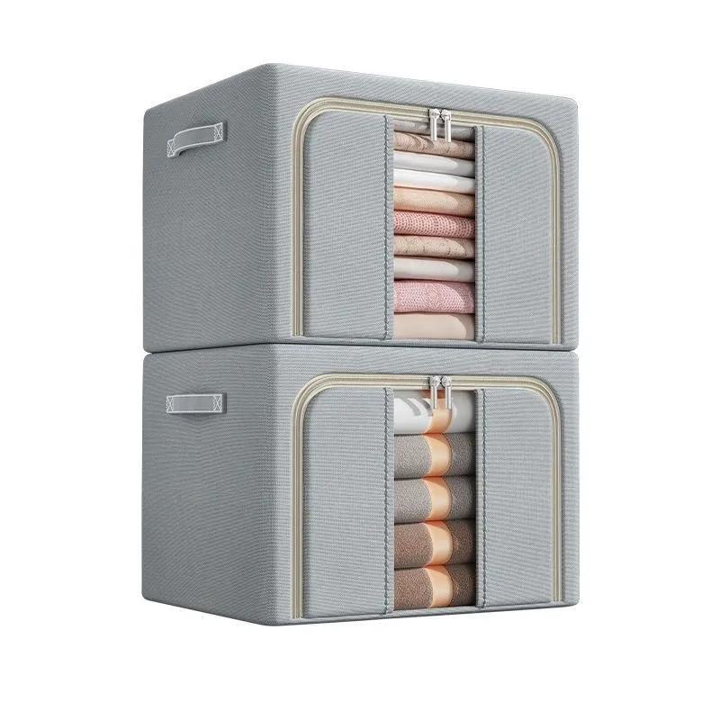 Ящик для хранения домашней одежды, складной ящик для хранения со стальным каркасом, хлопковое одеяло, большая вместимость, ткань Оксфорд, водонепроницаемая организация хранения