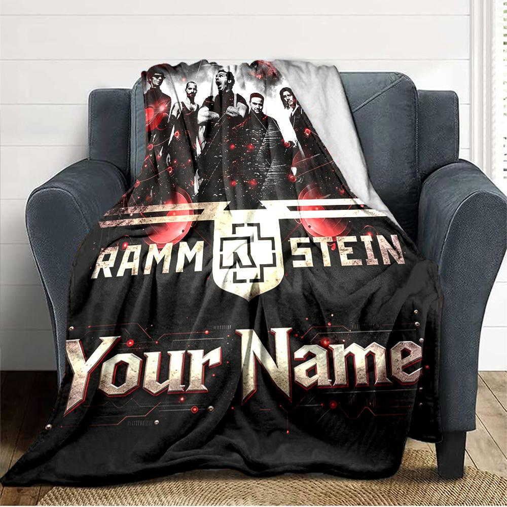 Name Custom Electronic Metal Band Print Flannel Blanket High Quality Warm Comfortable Cover for All Seasons Perfect for Gifts Home Decor