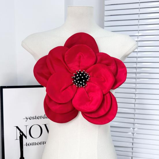 3D Flower Corsage Applique Rhinestone Decor Sweater Dress Blouse Decor DIY Stitching Patch Clothing