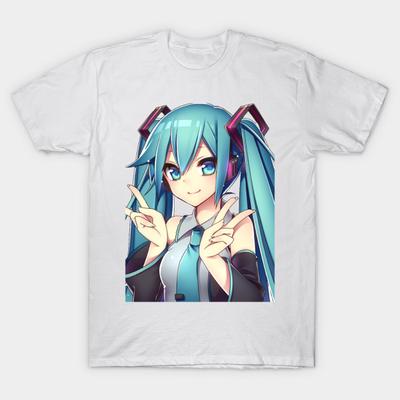 Мужская черная футболка с принтом, очень большая футболка с принтом Hatsune Miku No-Cut Transfer Paper Print Cotton Tshirt