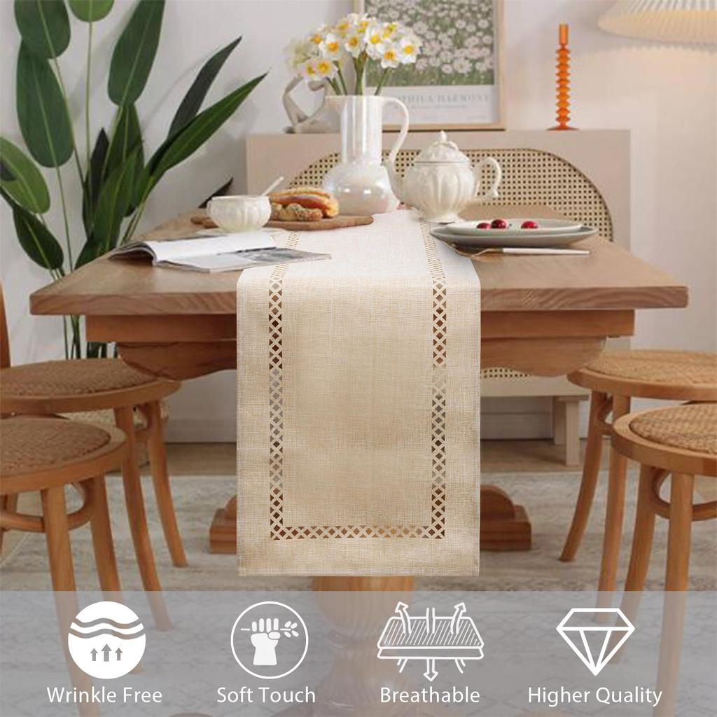 Современная скатерть-дорожка льняная скатерть-дорожка моющаяся ажурный дизайн идеально подходит для праздничного декора, обеденного стола, ресторана, Рождества