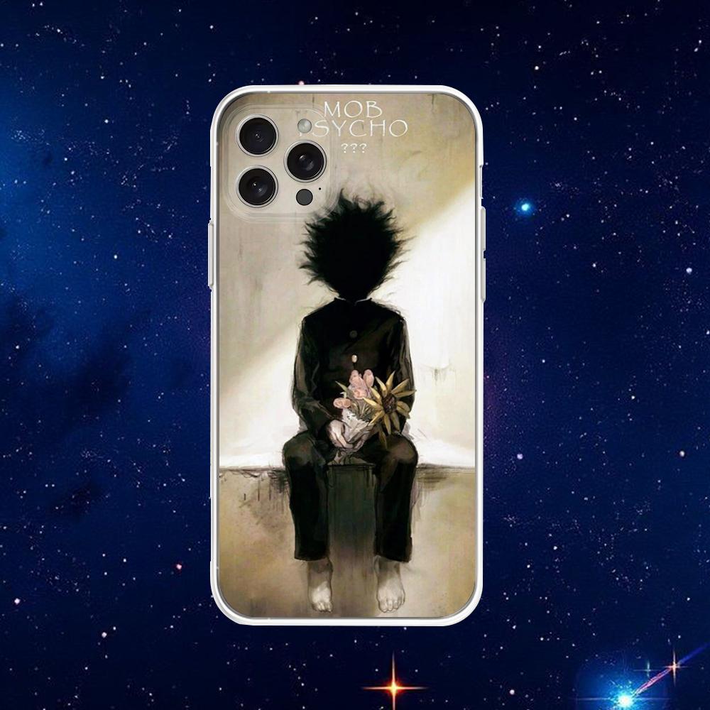 Мультяшный чехол для телефона Mob Psycho 100 для iPhone 16,15,14,13,12,11 Plus,Pro,Max,XR,XS,X,7,8 Plus,SE,Mini Прозрачный корпус