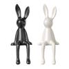 Ceramic Bunny Figurine Sitting Rabbit Sculpture Minimalist Bunny Statue for Counter Desk Bookshelf Home Bar Office Decoration