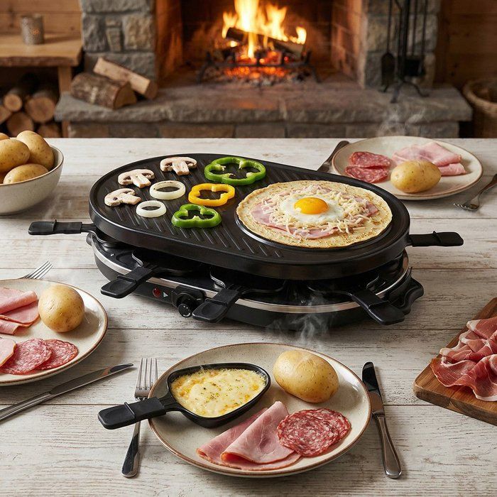 Raclette 3 en 1 - ONLI - ON1035N - 8 personnes - grill / crêpière