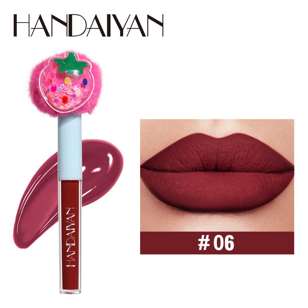 HANDAIYAN New Product Fruity Plush Head Does Not Stick A Cup of Lipstick Lipstick Matte Matte Long Lip Gloss