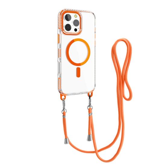 Магнитный прозрачный чехол для телефона для серии iPhone 16 Противоударный чехол для телефона через плечо