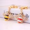 Cute Animal Keychain Bee Happy Key Ring Honeybee Key Chains Souvenir Gifts For Women Men Handbag Accessorie Car Keys DIY Jewelry
