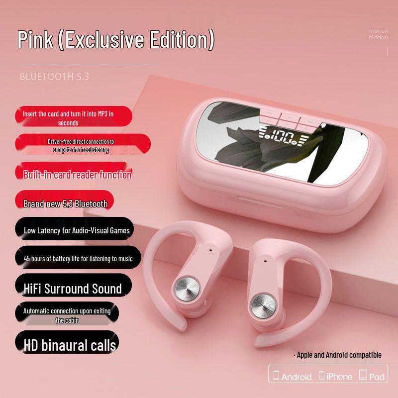 All-in-One Over-Ear Bluetooth Headphones with MP3 Player & Card Slot for Sport, Compatible with Apple & Android Devices