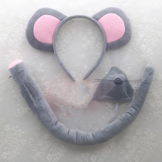 Комплект костюма мыши, повязка на голову с ушками, хвостом, носом, галстуком-бабочкой, перчатками, аксессуарами для костюма для косплея