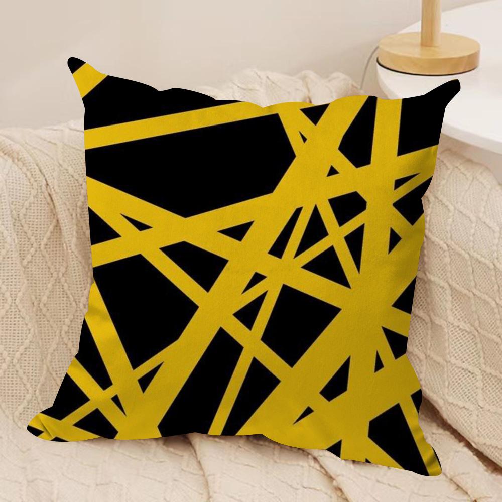 Van H-Halen Cushion Cover Silky Short Plush Double-Sided Printed Pillow Case for Sofa All Seasons Home Decor Gift