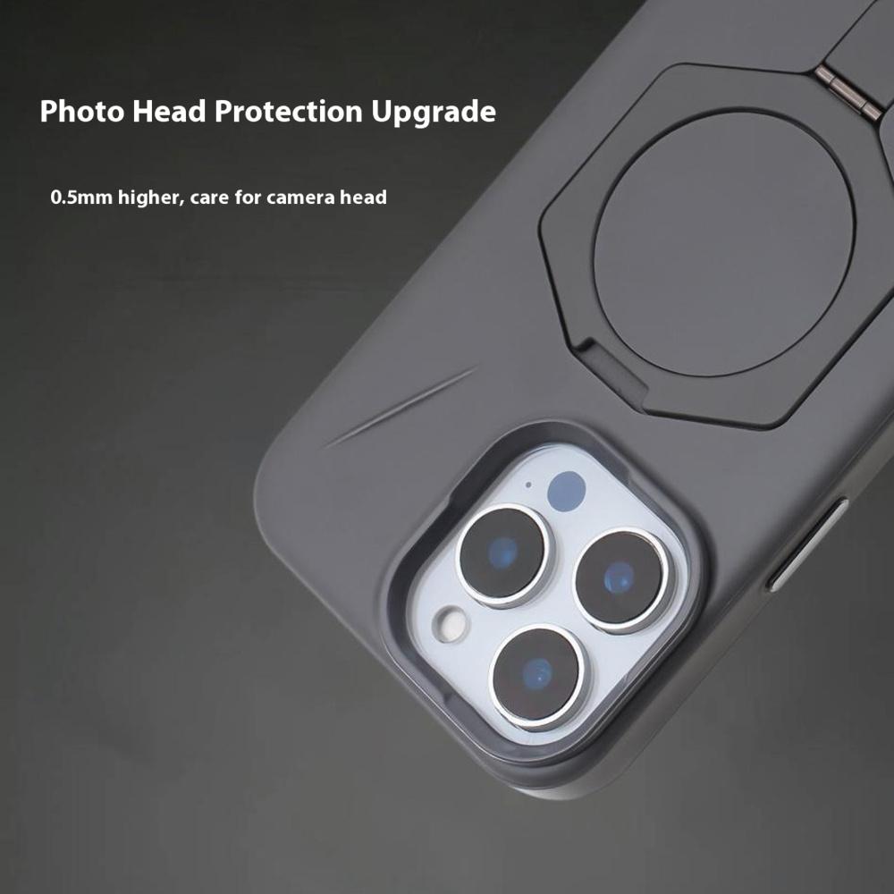 For iPhone 16 Pro Magnetic Case TPU+PC Kickstand Phone Cover