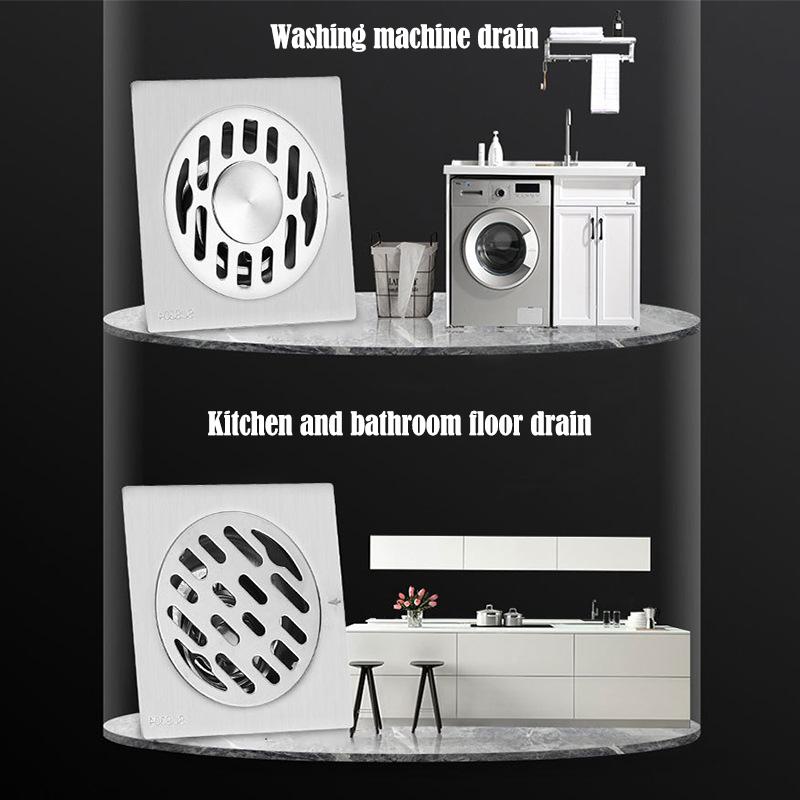 Stainless Steel Square Shower Floor Drain Detachable Odor Proof Bathroom Parts Accessories