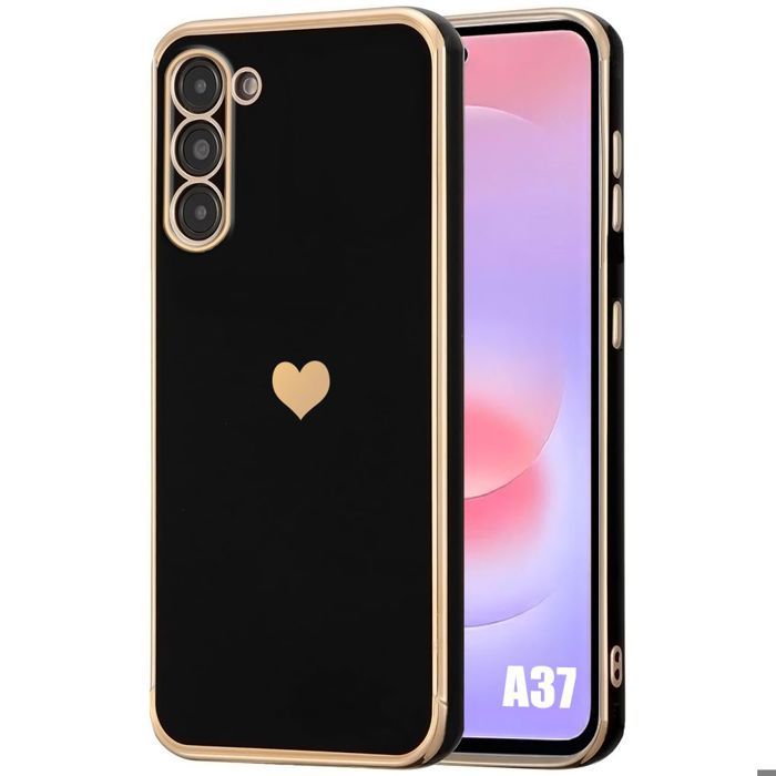Coque pour Samsung Galaxy A37 5G, Protection TPU Motif Cœur Antichoc Anti-Rayure Souple Noir