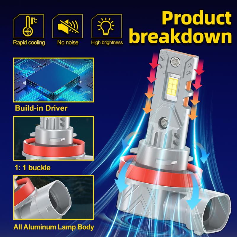 For Nissan Sentra 2013-2019 Car Light Blub LED Canbus H11 H9 H8 High Low Beam Real 1:1 Size Headlight Plug And Play 12V 24V