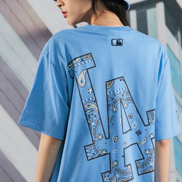 New MLB T Shirt Unisex Light Blue Korean Style 3ATSI0124-07BLL