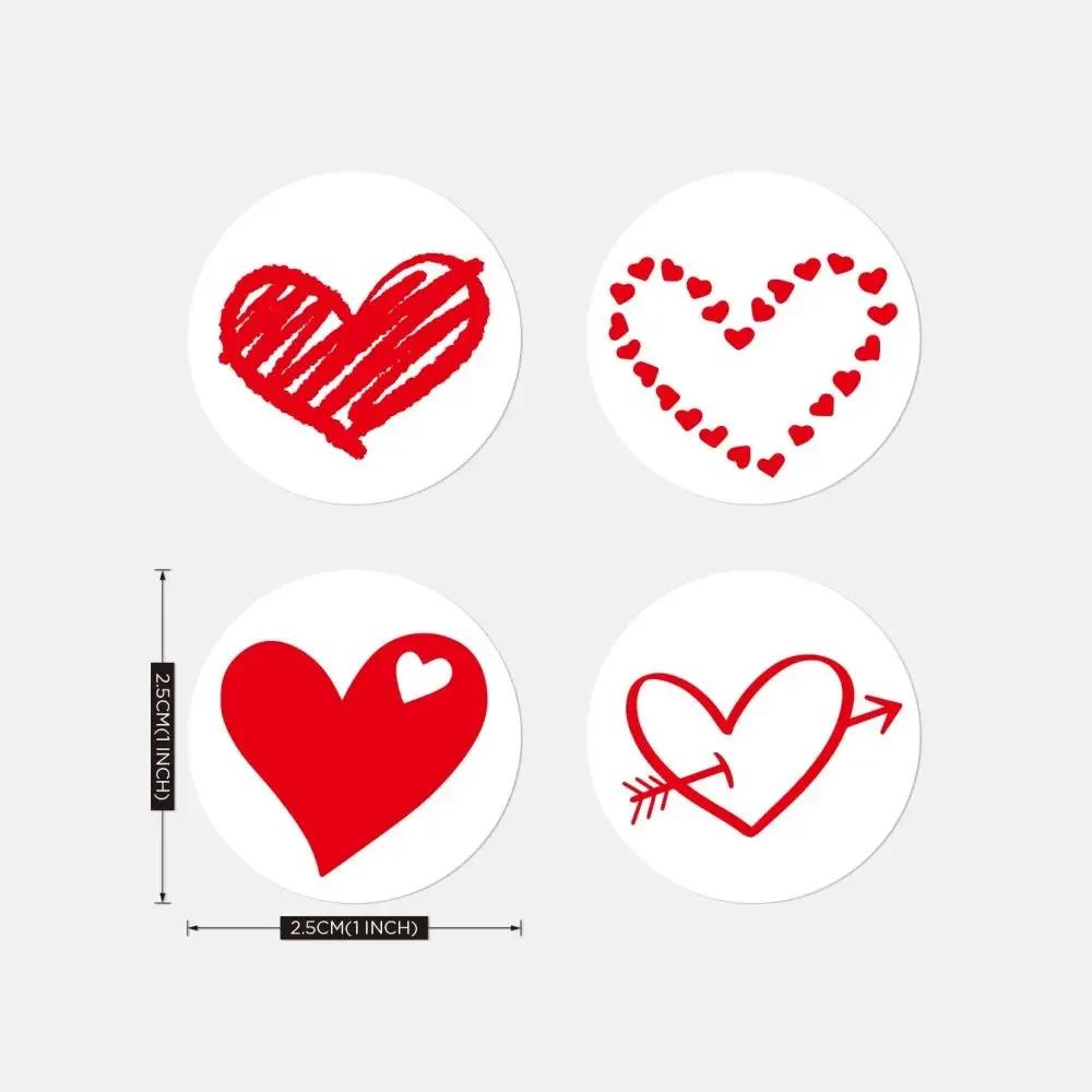 100-500pcs Red Heart Stickers for Valentine's Day 1inch/2.5cm Baking Packaging Sticker Envelope Seals Love Decorative Stickers