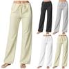 Женские свободные брюки со шнуровкой, хлопковые и льняные прямые повседневные брюки