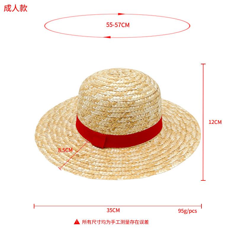 Летняя шляпа-федора ONE PIECE Luffy, соломенная шляпа, женская шляпа с плоскими полями, детская пляжная шляпа, рафия, солнцезащитная шляпа, панама