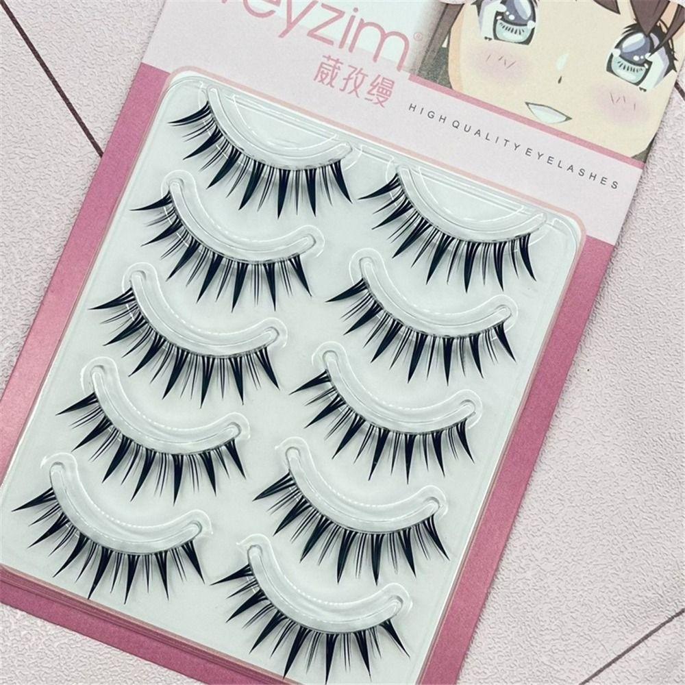 Japanese Cosplay Manga Anime Lashes Dramatic Wet Spiky Lashes Doll Strip Lashes  for Women
