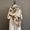 Autumn and Winter New Plant and Flower Jacquard Scarf Women's Imitation Cashmere Warm Shawl Thickened with Windproof Scarf