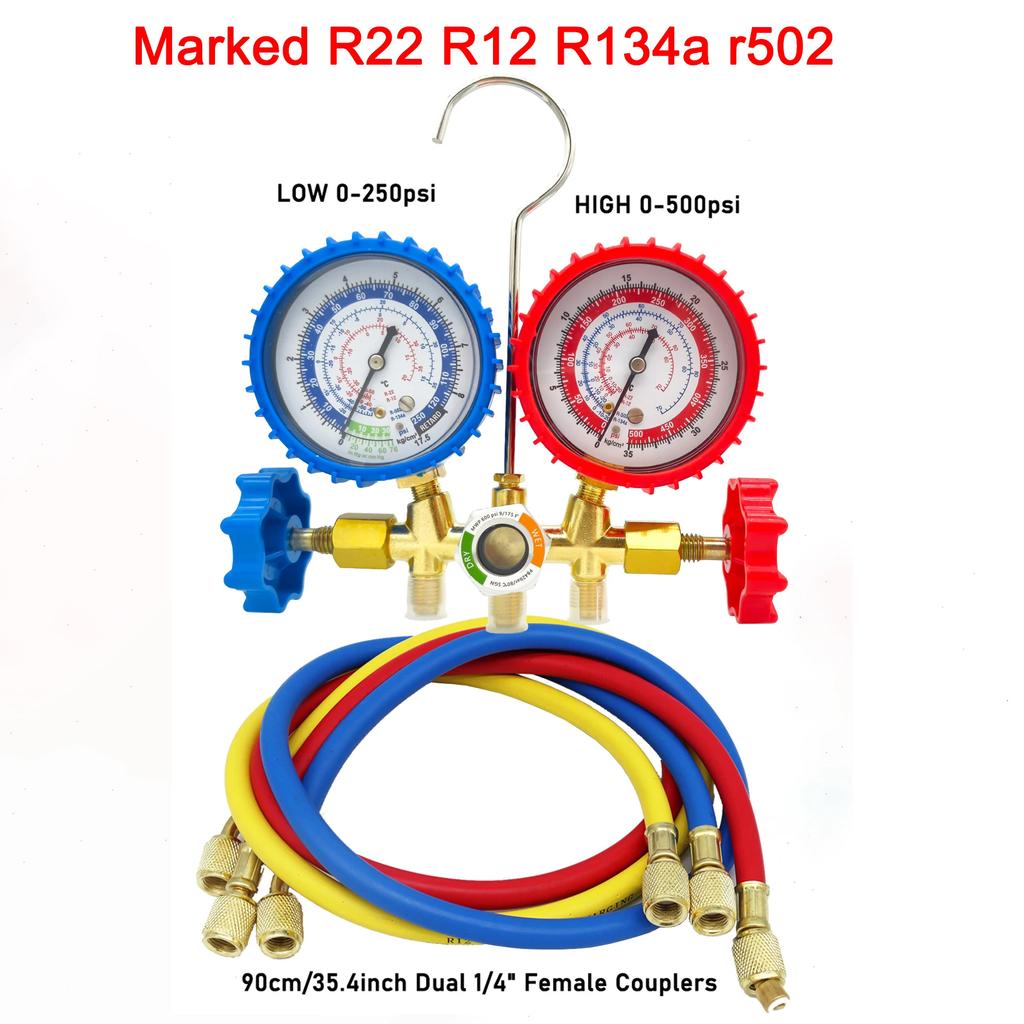 Fluoride Pressure Gauge R134a R12 R22 R502 Air Conditioner Refrigerant Tester Car Air Conditioner Fluoride Refrigerant