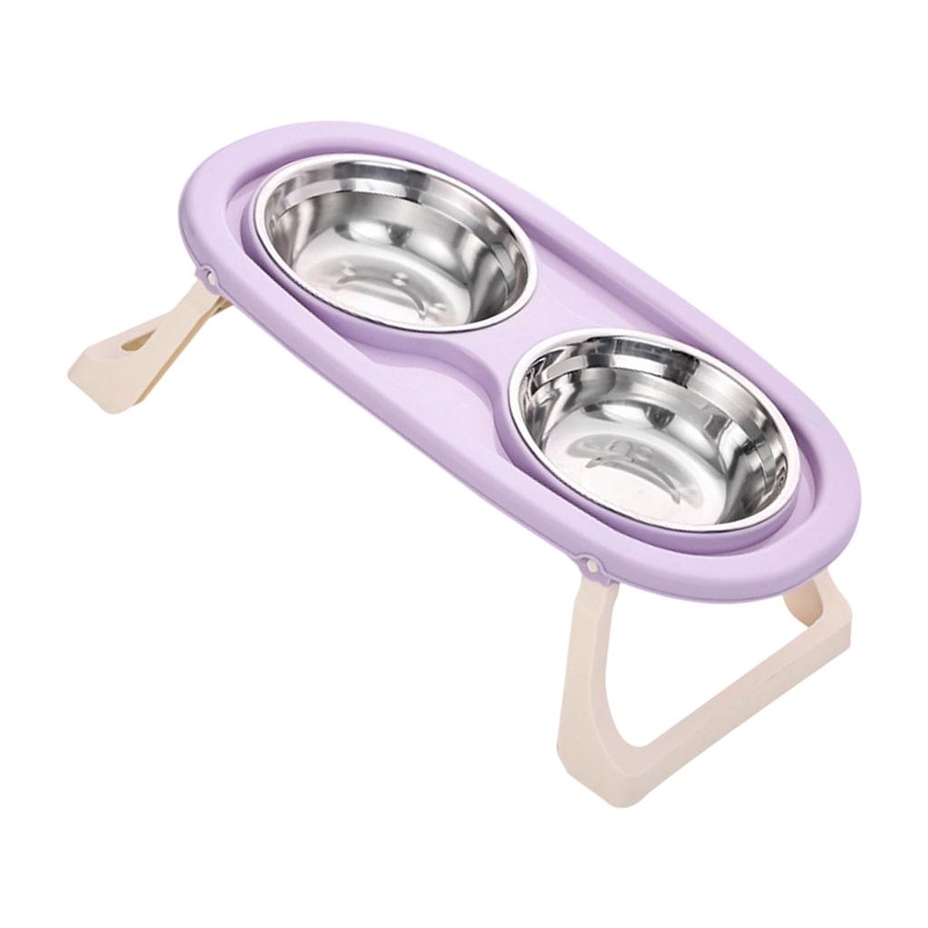 Non Slip Stainless Steel Double Bowl Pet Food Dish With Anti Spill Design For Cats And Dogs Durable Easy Clean