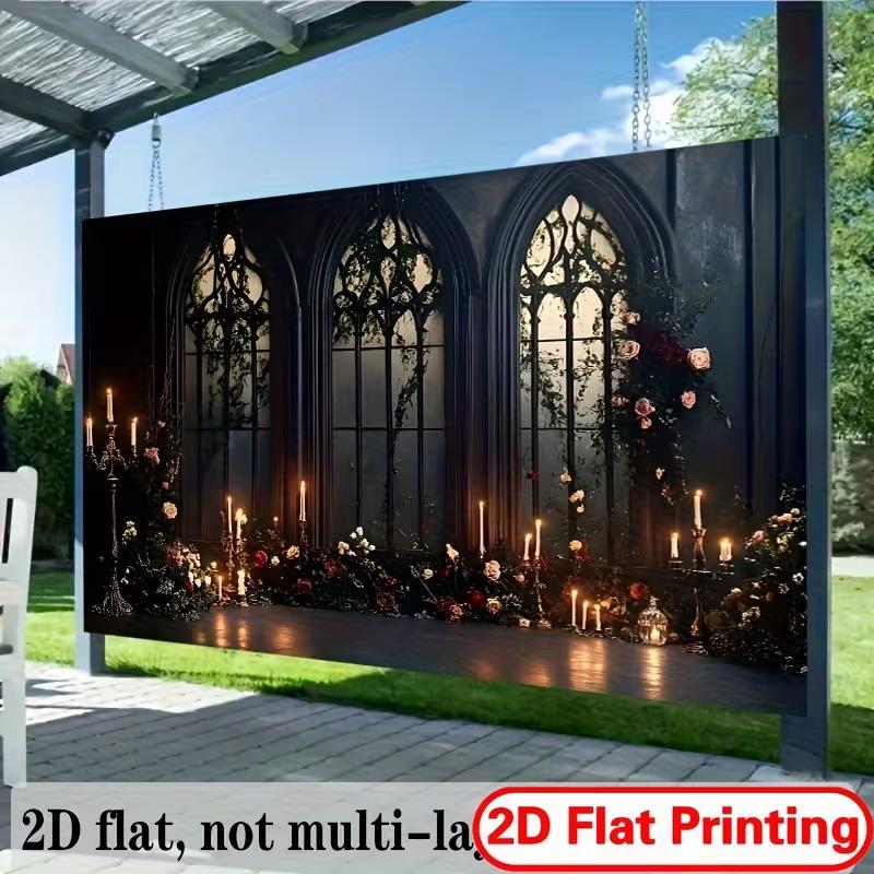 2D Moody Victorian Wedding Backdrop with Arched Windows Party Backdrop
