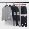 Men's Four-Bar Sports Suit: Sweatshirt & Sweatpants Set, Long Sleeve, Casual Youth Attire