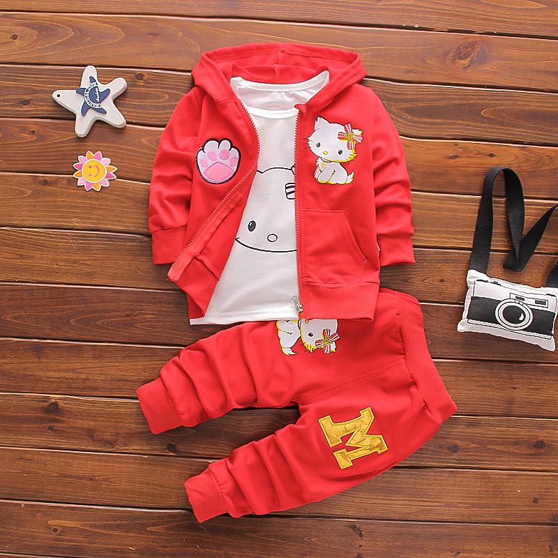 Baby Girl Fall Print Set Girl Clothes Three-piece Children's Clothes Fashion Outerwear