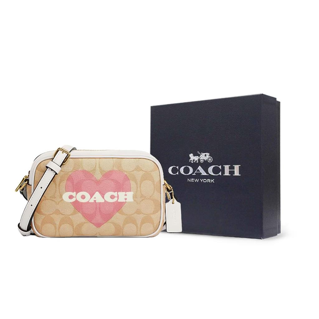 Coach Джейми 21 Классическая Монограмма Сердце Несъемный Ремень Через Плечо Застежка-молния Синтетическая Кожа Сумка На Плечо Crossbody Маленькая CO939-IMOTV