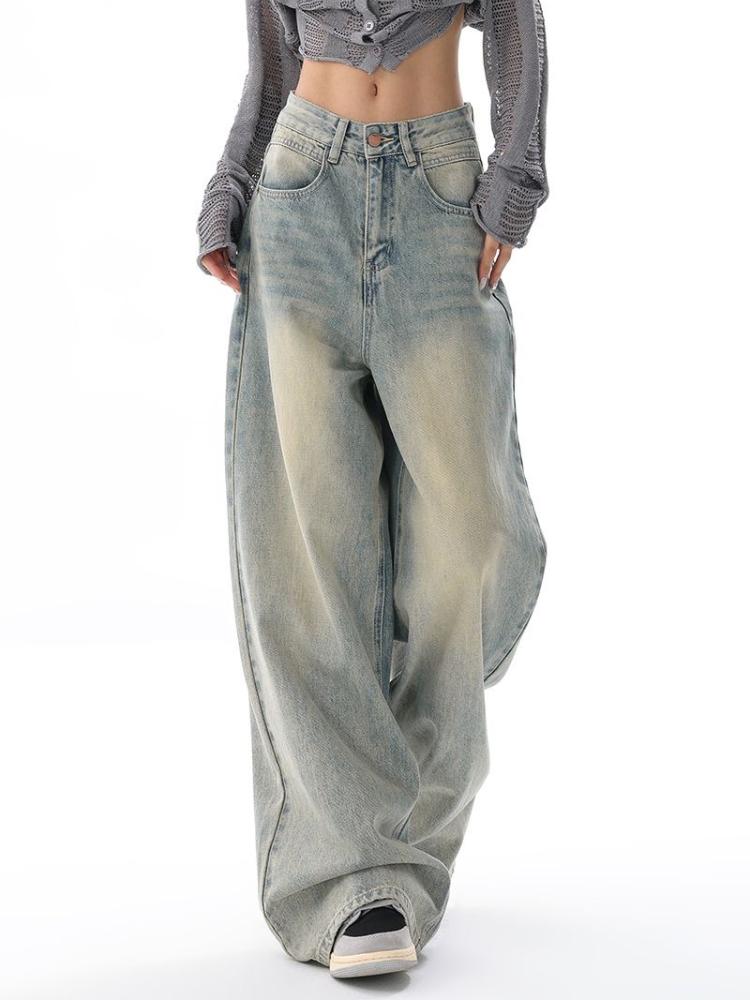 2000s Vintage Baggy Blue Jeans Women Harajuku High Waist Denim Trousers Female Retro Fashion 90s Aesthetic Wide Pants