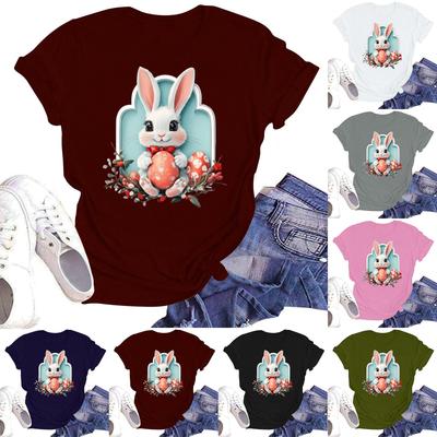 Счастливой Пасхи женская мода принтованный круглый вырез короткий рукав футболка пуловер топ