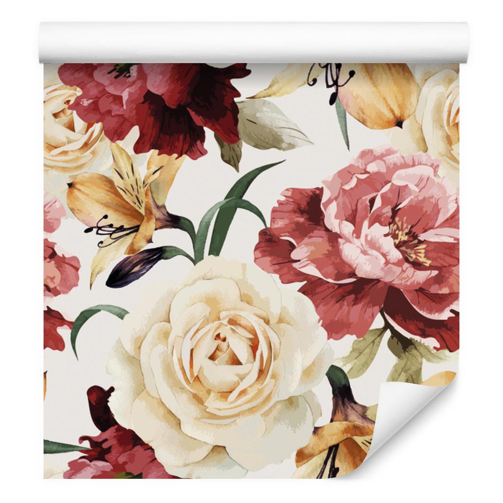 Colorful flowers and watercolor wallpaper for living room and bedroom 50x1000
