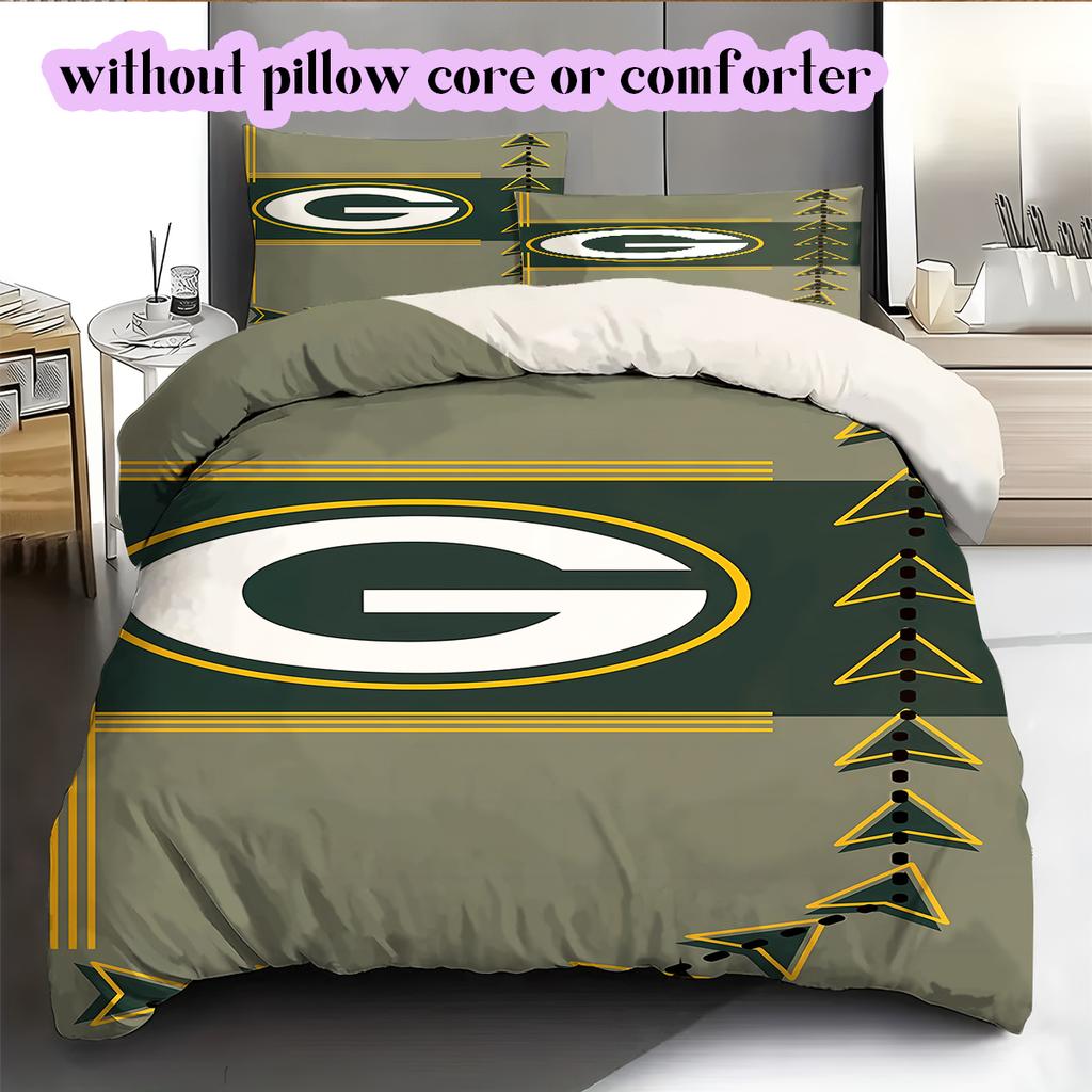 football Logo Pattern Bedding Quilt Set Quilt Cover Pillowcase Home Decoration Birthday Gift (1*duvet cover+ 2*pillowcase, without core)