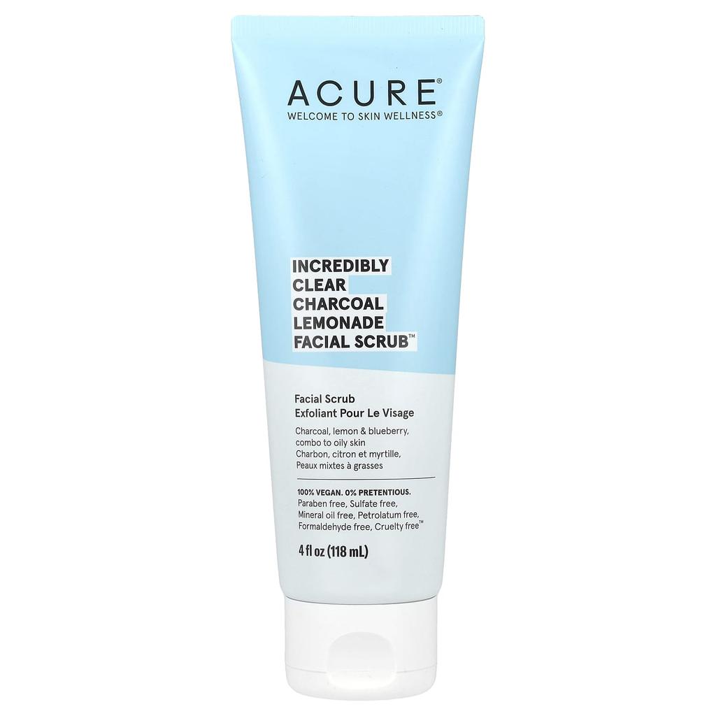 ACURE Incredibly Clear, Charcoal Lemonade Facial Scrum, 4 Fl Oz (118 Ml)