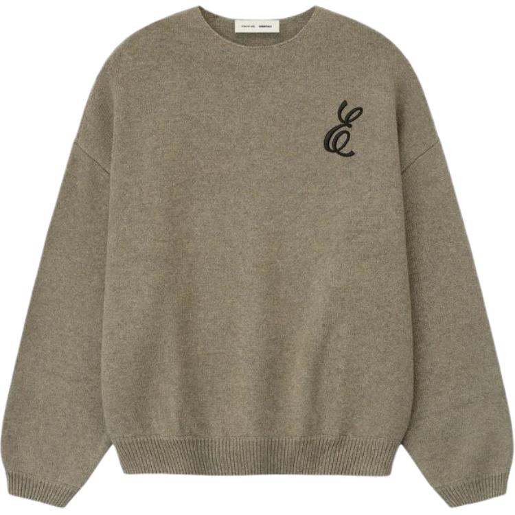 Fear of God Essentials Свитер с круглым вырезом вафельной вязки Homestead Heather Мужские Топы Серый 192HO254332F