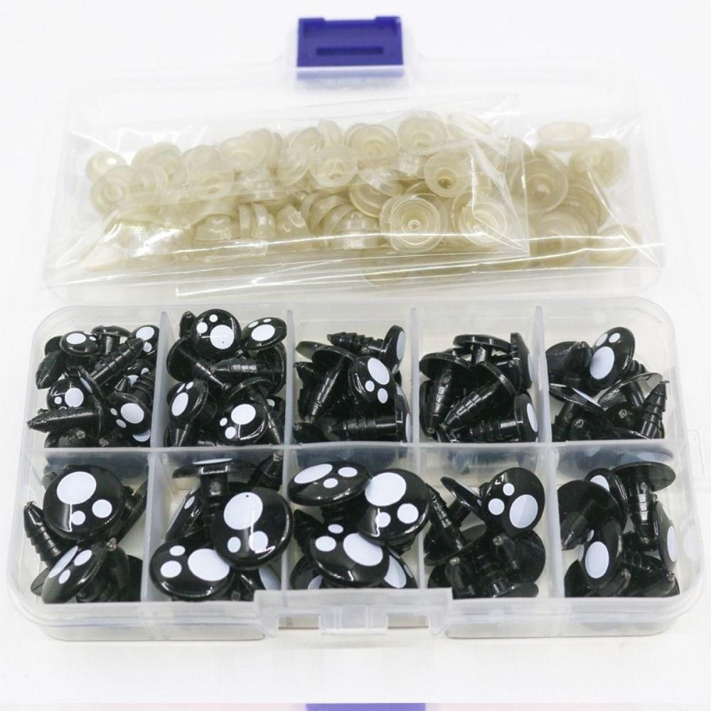 100pcs/box Oval Shape Plastic Safety Eyes Black Black Screw Eyes New Doll Bear Toys For Toys