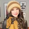 Двухслойная вязаная модная зимняя шапка для женщин, вязаная термошапка, осенне-зимняя женская шапка
