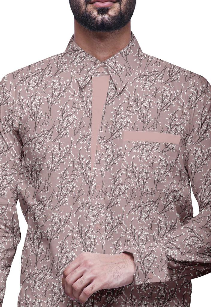 BestMan CottonA  ShirtA  For Men Long Sleeve Printed Spread CollarA  Slim Casual