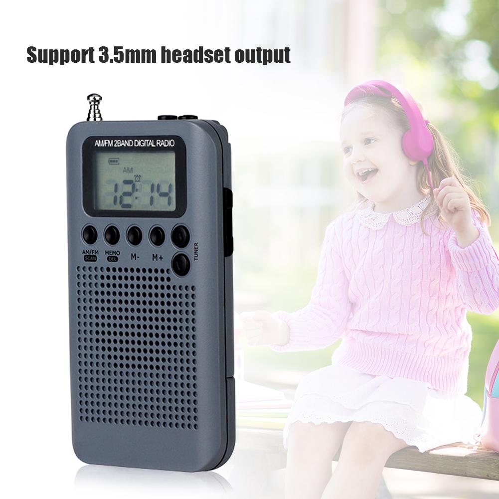 HRD-104 Digital Mini Pocket AM FM Radio with LCD Display 40mm Driver Speaker