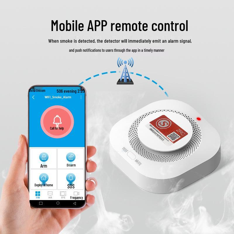 Tuya Smart WiFi Smoke Detector EN14604 Certified - Mobile Remote Smoke Alarm