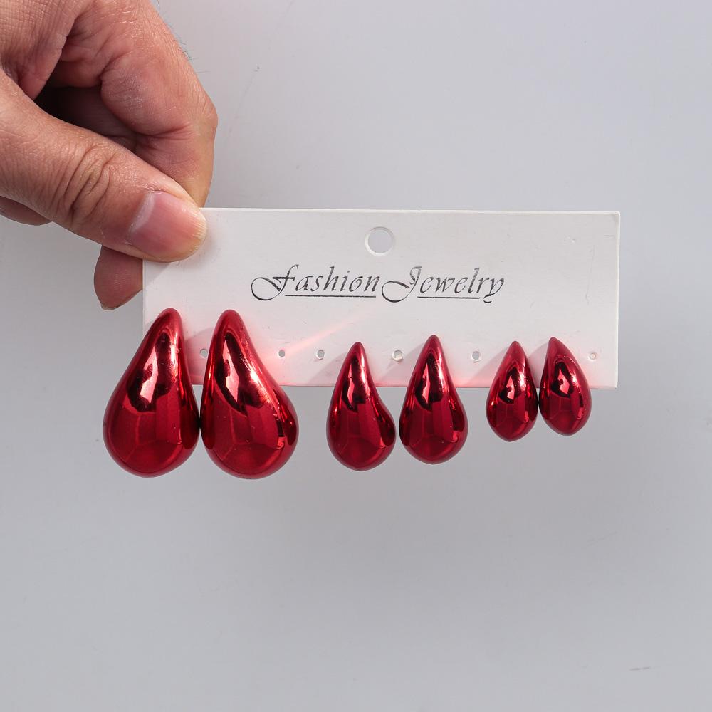 Extra Large 3pair Acrylic Chunky Waterdrop Earring Dupes for Women Metallic Color Teardrop Y2K Earring Hoops Jewelry Lightweight