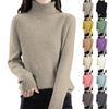 Women's Fashion Wool Long-Sleeved Sweater With Shoulder Insert Solid Color Turtleneck Top Base